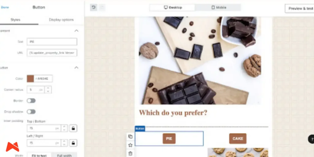 Example of collecting zero-party data via CTA buttons in emails